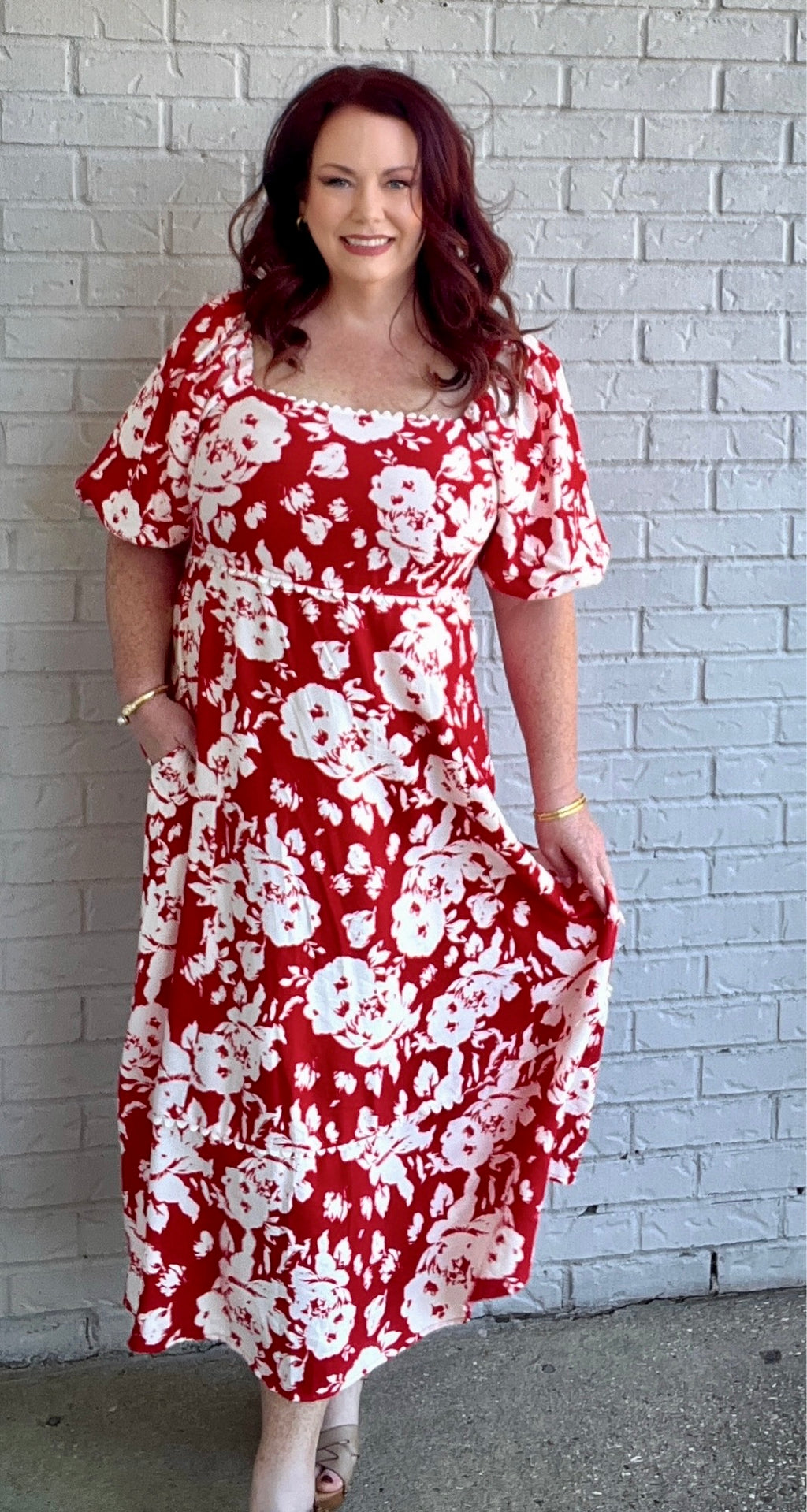 Rosy blossom plus size dress