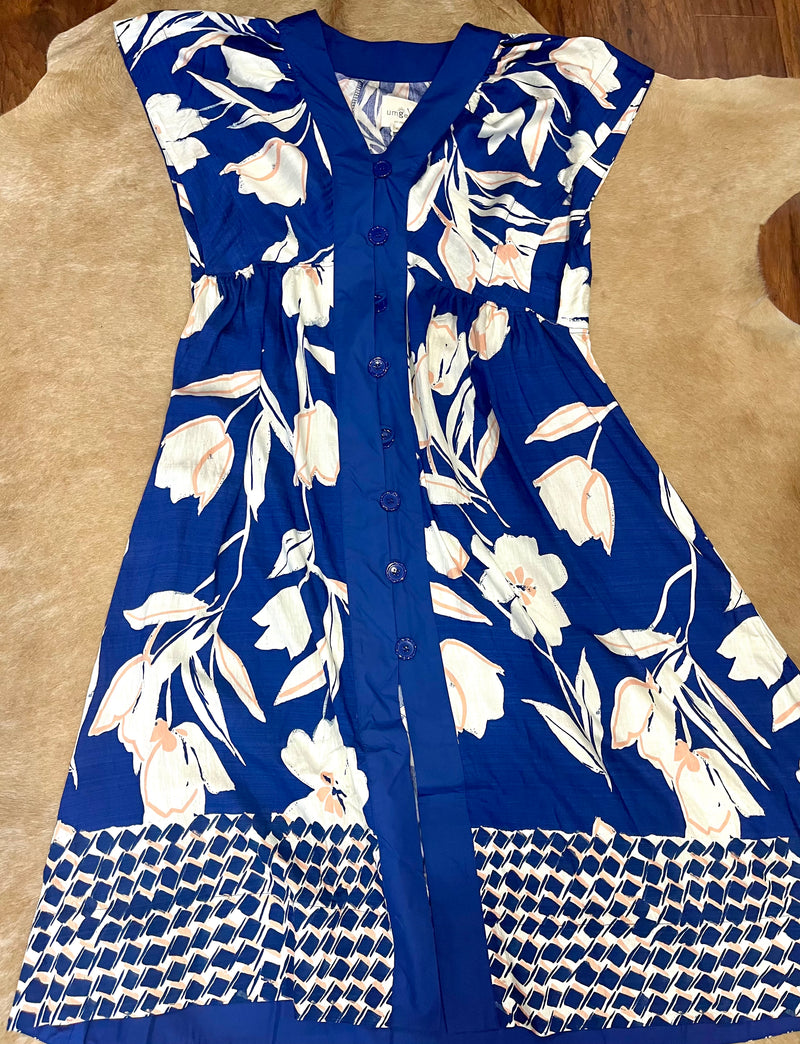 Blue Blossom Button Down Plus Sized Dress